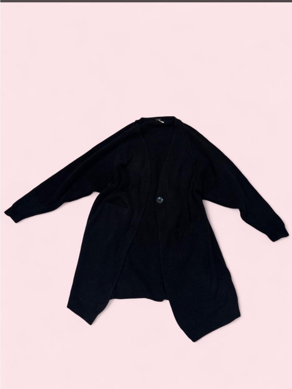 Free People Black Open-Front Button Cardigan